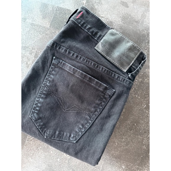GUESS Mens Skinny Grunge Black Denim Jeans Size 32x30 Rocker Skater Goth Emo Y2K - Picture 1 of 10